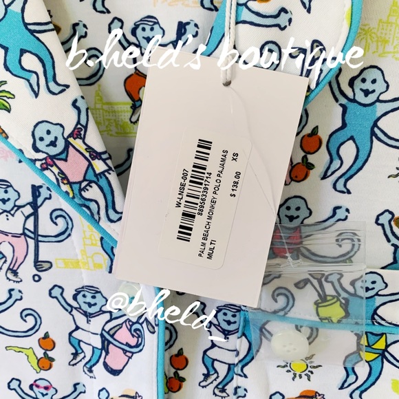 Roller Rabbit Palm Beach Monkey Polo Pajamas in Multi Monkey Size XS New NWT - Picture 5 of 16